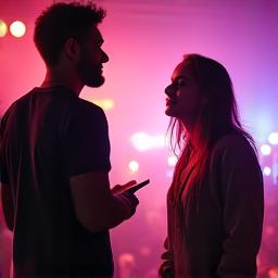 Photo of an artist manager discussing with a DJ